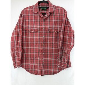 Vntg Ralph Lauren Country Plaid Long Sleeve Button Up Shirt Men L Red Green Cott